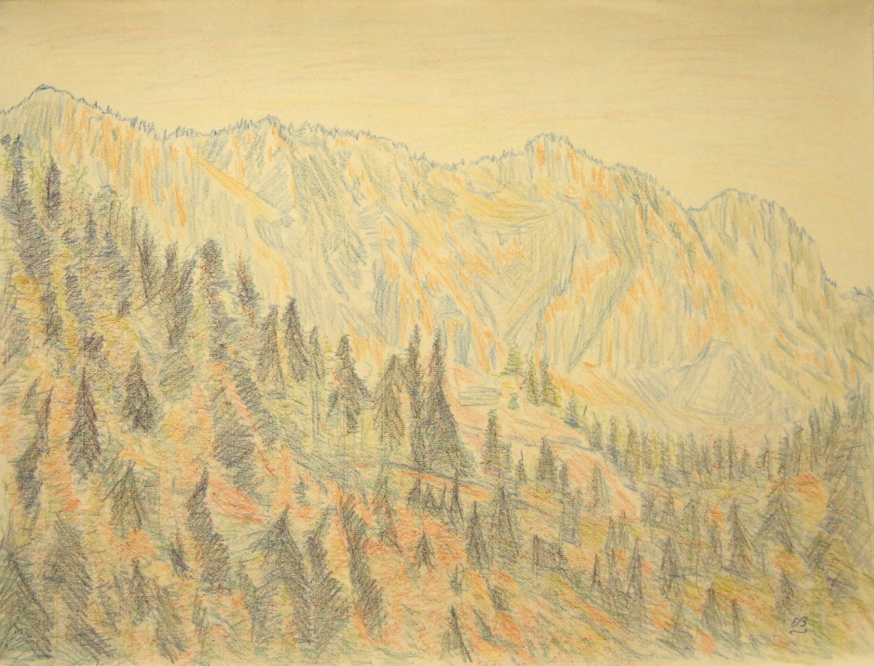 Dipinti: Zeichnung: Berg-Wald – Usato da Fribourg venduto da erw_68dx