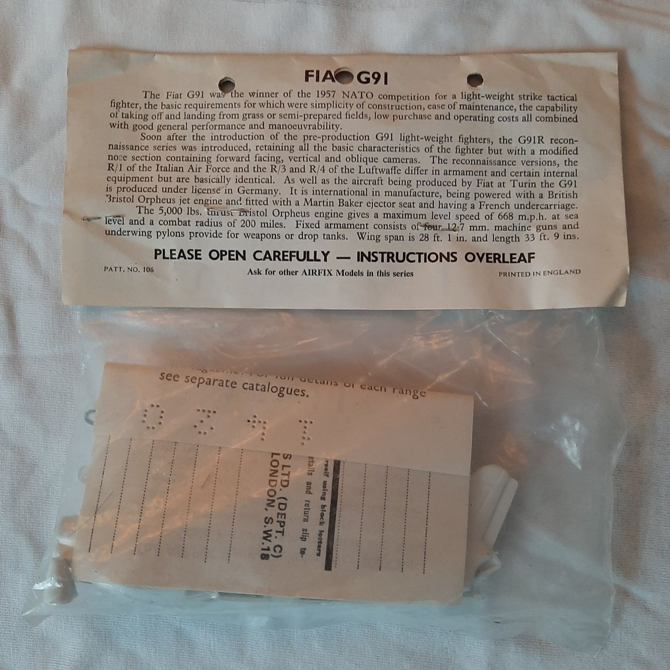 Airfix Kit di modellismo & Modellini statici: 3498 ... Fiat G. 91 ... Airfix 401 – Usato da Bonstetten venduto da Benibanny59 1