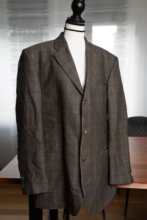JOOP! Herren Sakko Gr. 54 100% Schurwolle Kariert Grau/Braun