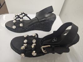 Sandales Compensées/Neuves/Vanessa Wu/Noires et Strass/T:38