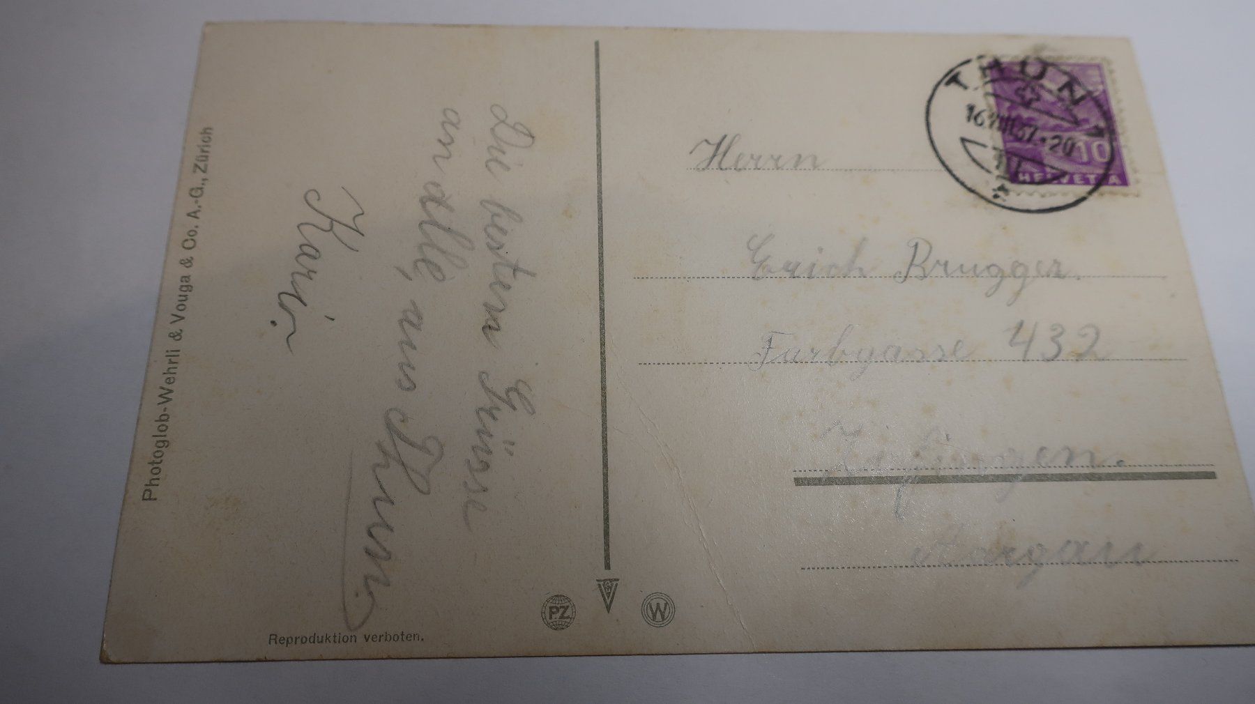 Ansichtskarten: Thun  1937 – Defekt aus Cormoret von Pascalll2001 5