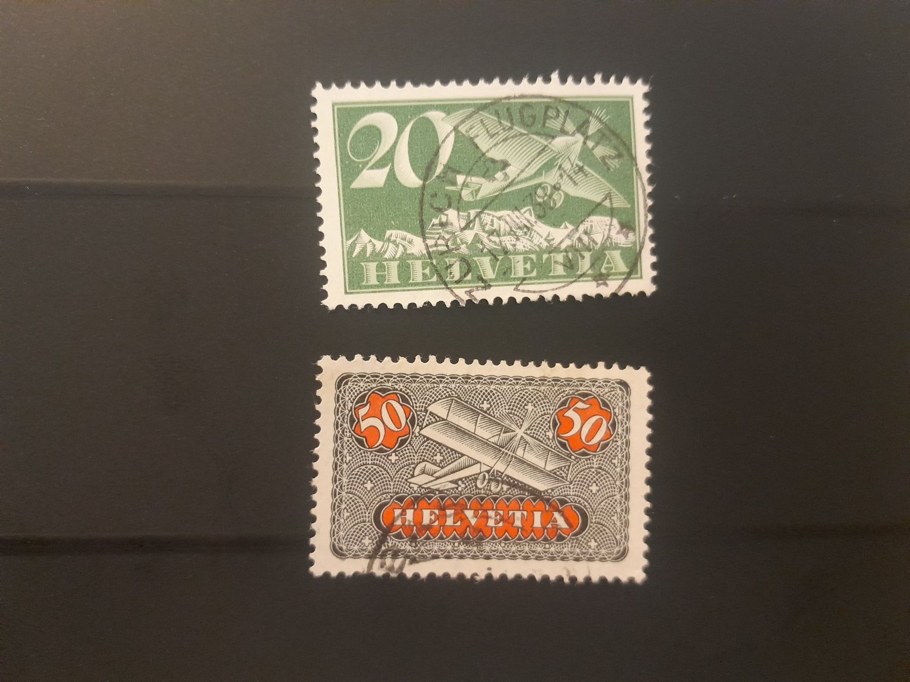 Tutti i francobolli: Schweiz Michel 184+213 Flugzeuge – Usato da Marly venduto da globetrotter1723