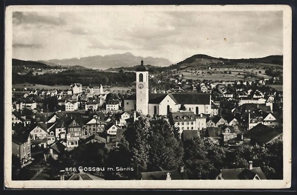 Cartes postales: Gossau, Teilansicht mit Kirche und Sänt – D'occasion à Berlin par bartko-reher