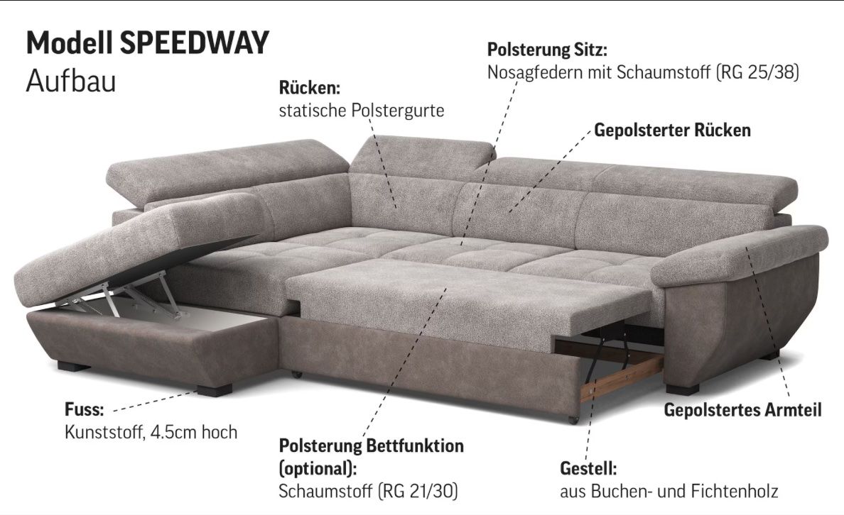 Sofas: COTTA Ecksofa »Speedway L-Form, B: 262cm, Bettsofa – Gebraucht aus Krattigen von adi_9bfb 2