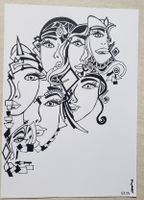 Seven women faces