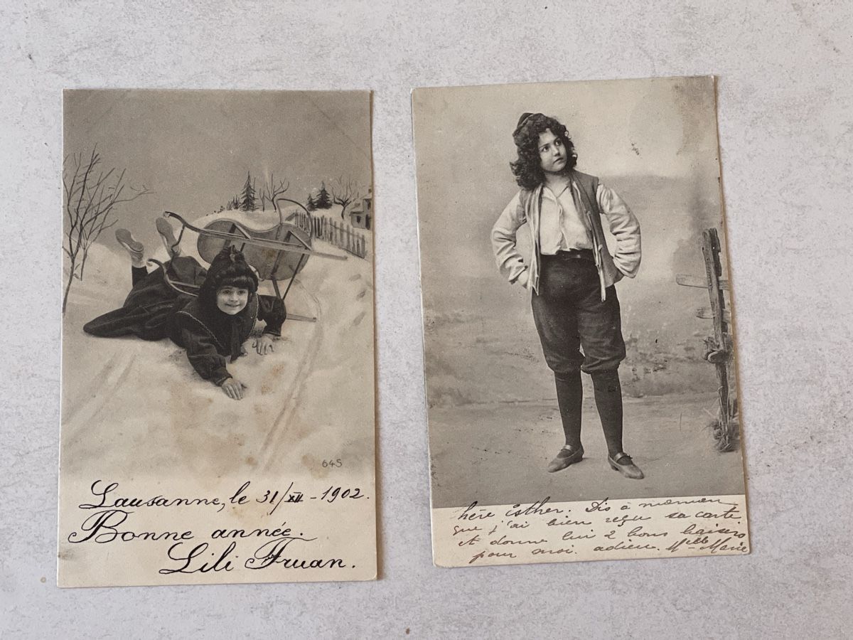 Cartoline postali: 2 Vintage Postkarten, 1902, 1903 – Usato da Strengelbach venduto da Aschatan5