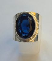 Ring Silber blau Stein Grösse 53 Silber 925 neu
