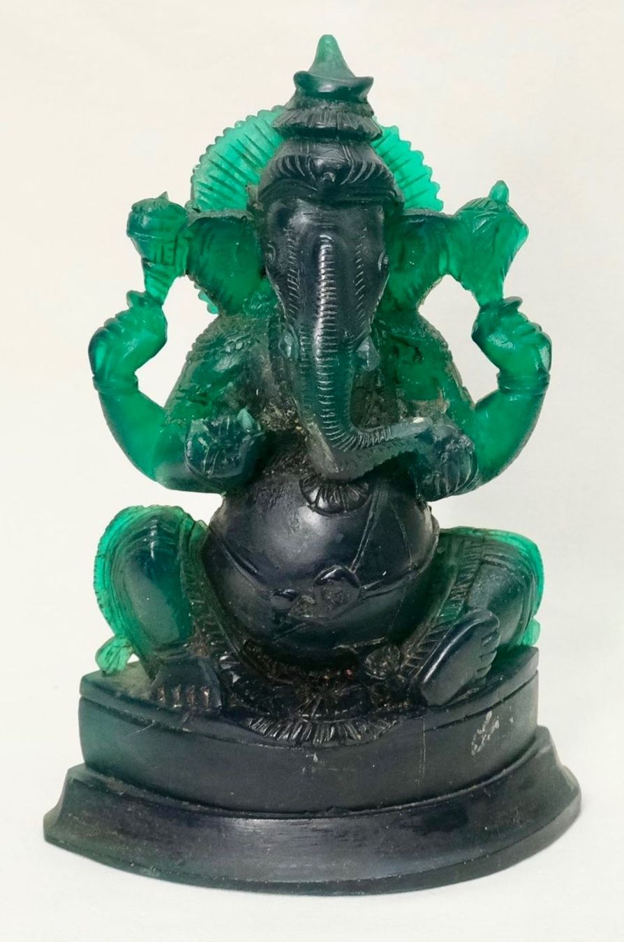 Sculture & Statue: Ganesh Figur, indische Gottheit mit Elefantenkopf - Grün – Usato da St. Gallen venduto da Floomer