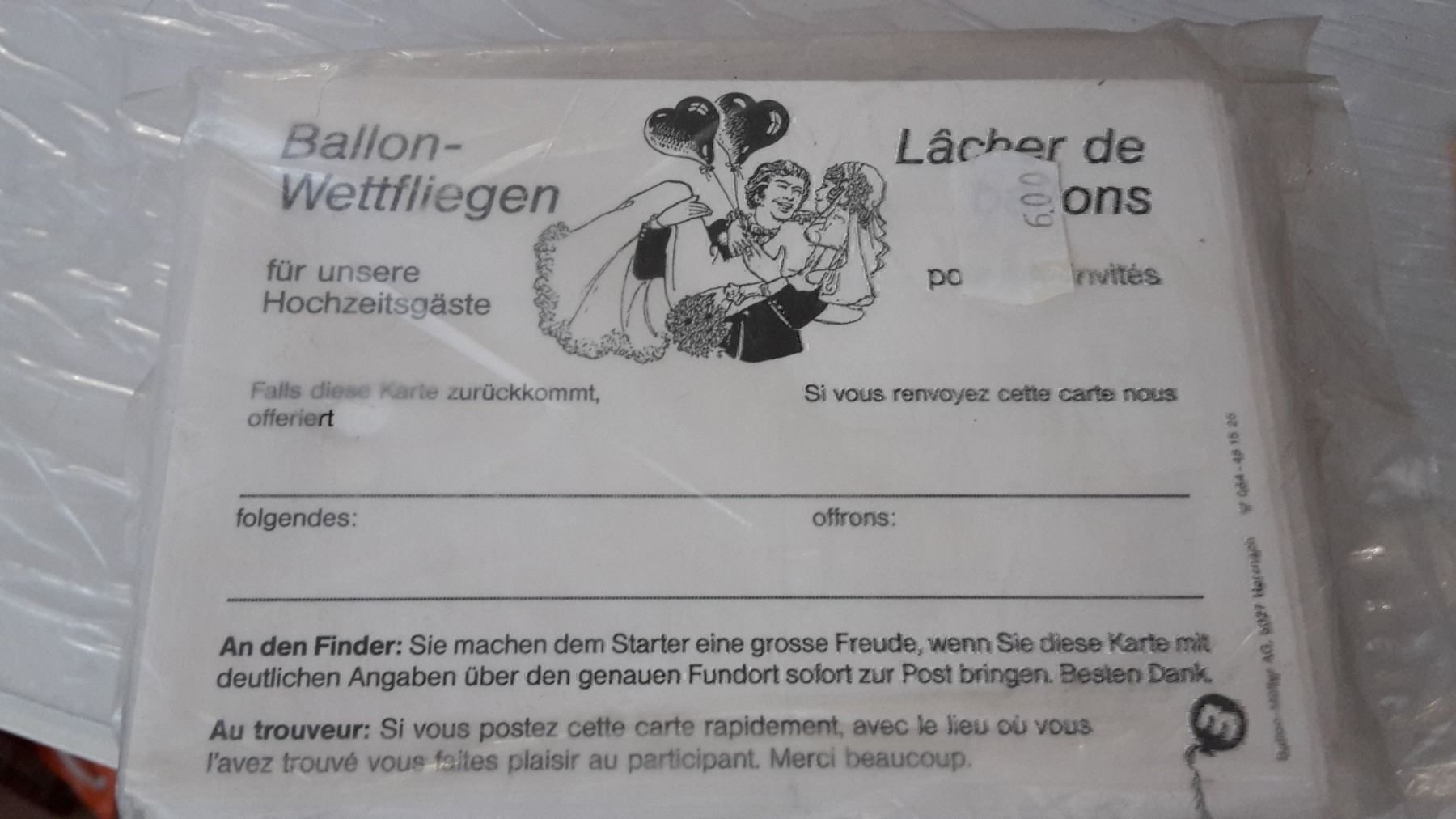 Karten: Ballonwettkarten  b25 – Neu und originalverpackt aus Schwarzenburg von Flamingo07