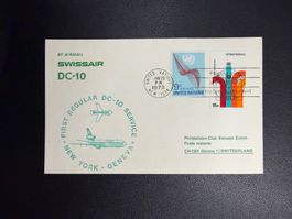 Swissair Erstflugbrief New York-Genf ab UNO NY 1973