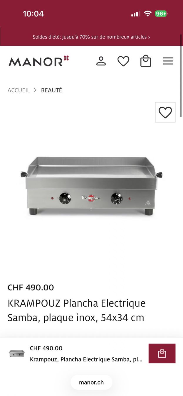Grils: Plancha double neuve au gaz – Neuf (Voir description) à Montreux par elo_c6bf