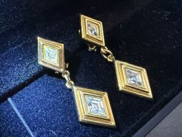 Vintage-Ohrringe Cabouchon Paris – Goldfarben