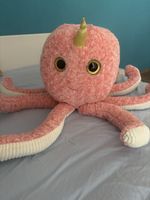 Plüschtier Oktopus pink mit Horn guter Zustand