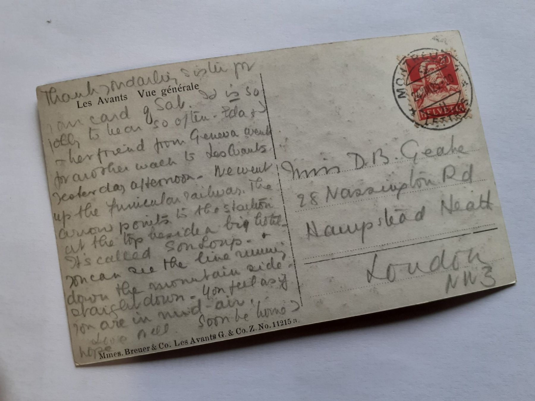 Cartoline postali: LES AVANTS - VUE GENERALE - 1925 – Usato da Winterthur venduto da Ornyx7 1