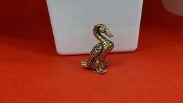 Antike Messing-Ente, kleine Dekofigur für Sammler.