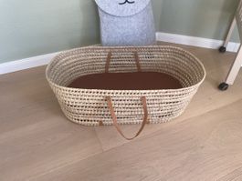 Baby Moses Basket / Babykorb aus Naturmaterial, + Matratze