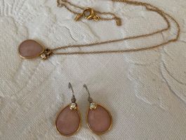 Schmuckset Fossil Halskette + Ohrringe Gold Edelstahl Rosé