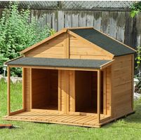 + PawHut Hundehütte aus Massivholz isoliertes Hundehaus
