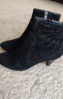 Elegante Wildleder-Stiefeletten schwarz mit Strass, Gr. 36