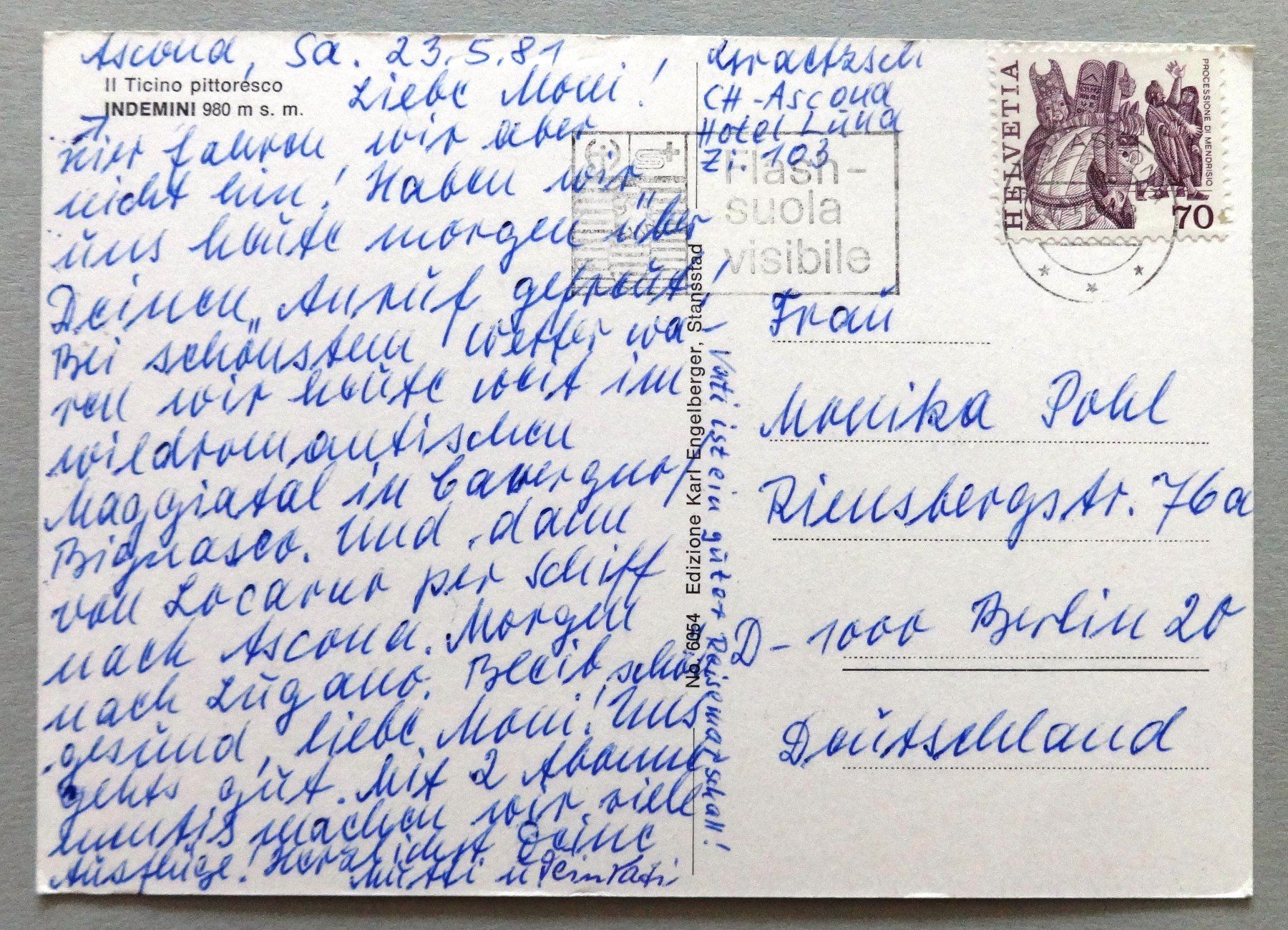 Cartoline postali: Indemini 980 m s.m. – Usato da Fétigny venduto da Billy2miny 1