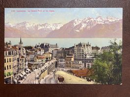 AK Lausanne - le Grand Pont et les Alpes