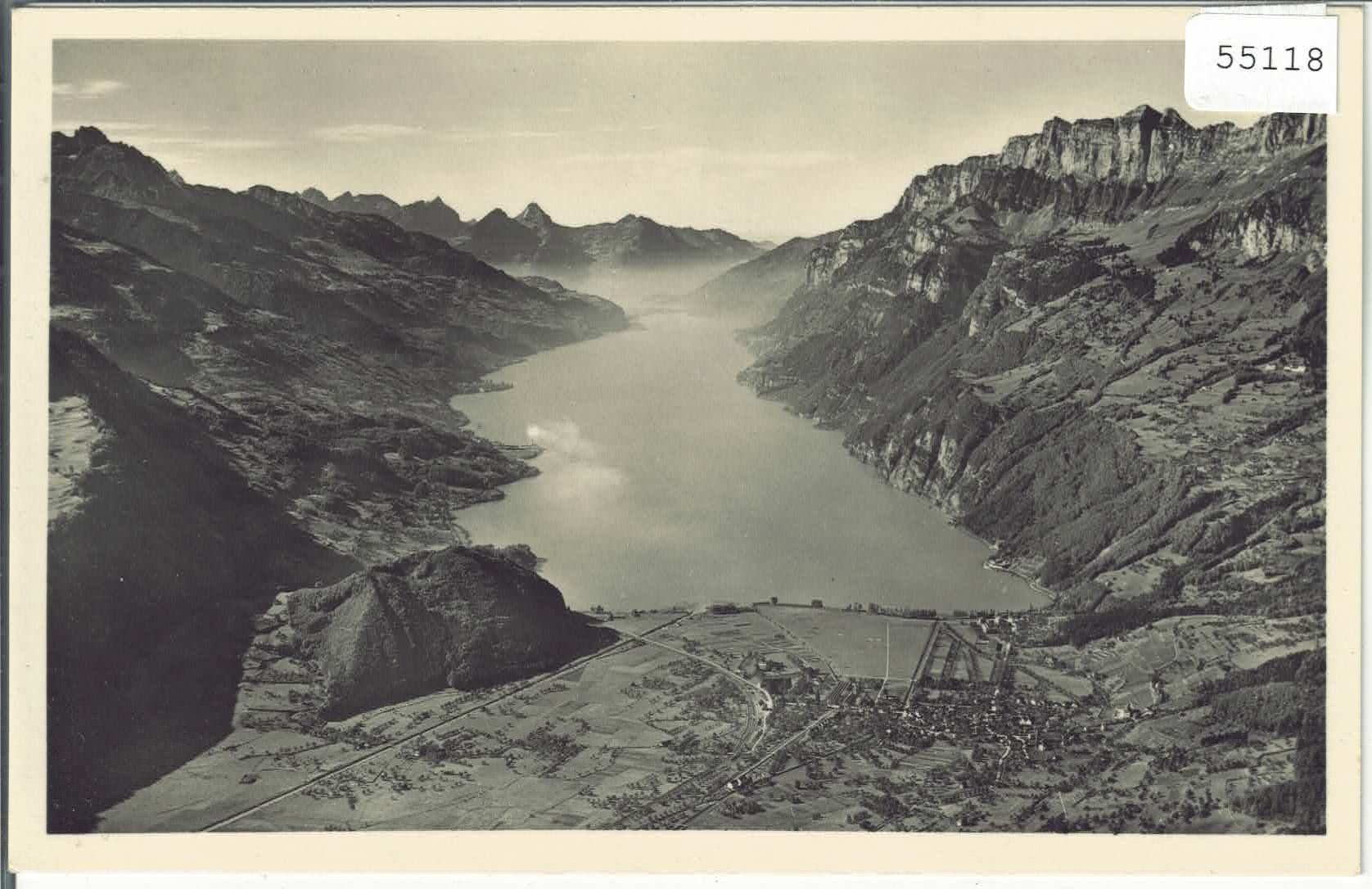 Cartoline postali: Blick über Walensee und Walenstadt – Usato da Ettingen venduto da Kartenplanet