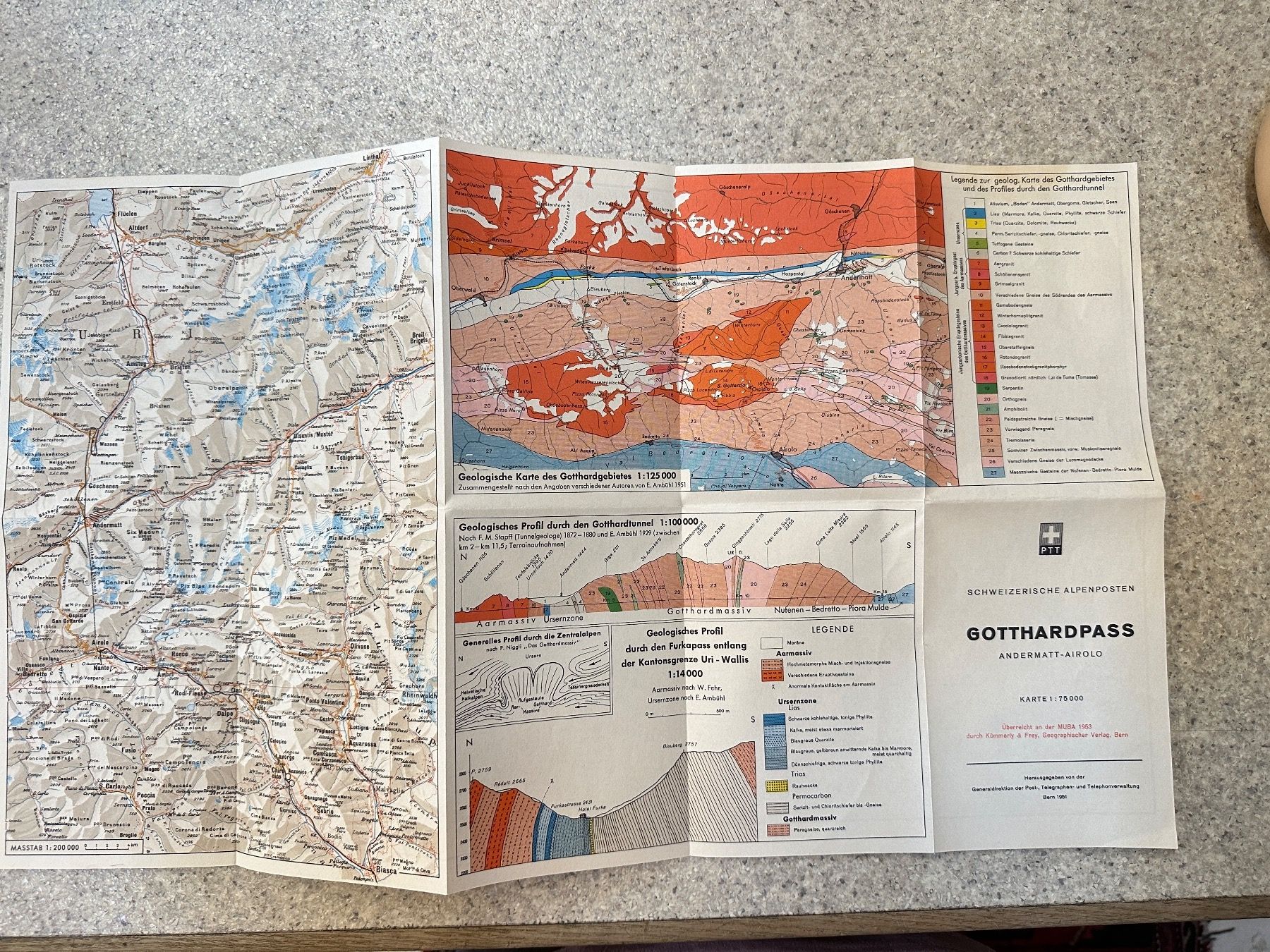 Cartine & Atlanti: Landkarte Gotthardpass Schweizerische Alpenposten – Usato da Reiden venduto da Zofi-Brocki 2