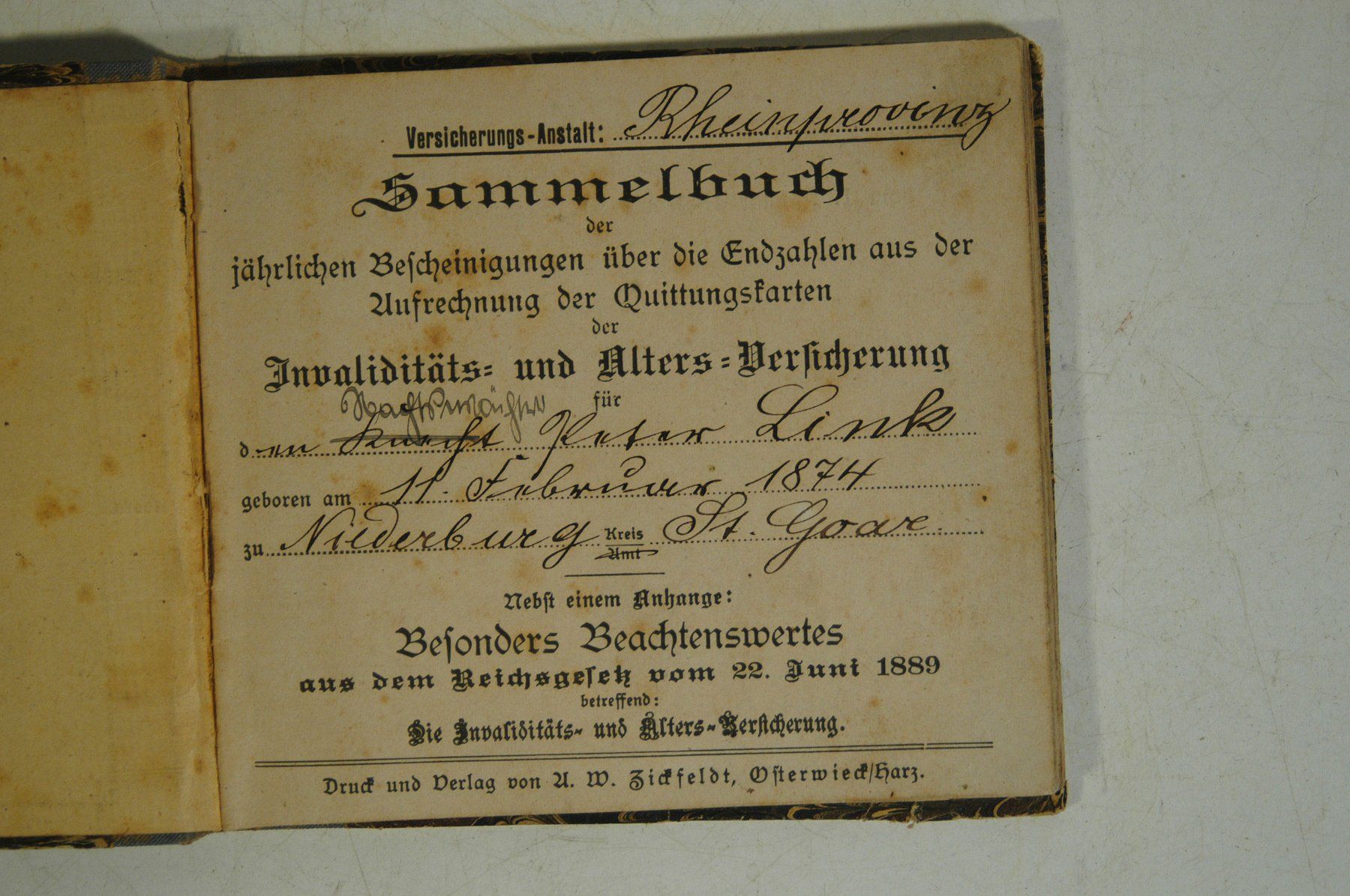 Livres: Versicherungs Sammelbuch 1889 – D'occasion à Herisau par Wisen 1