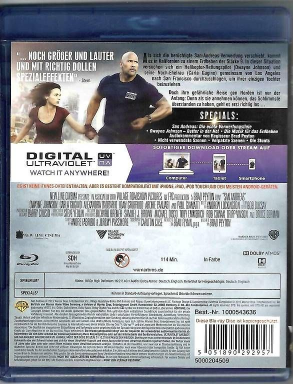 Tutti i DVDs: San Andreas - Blu-ray Film – Usato da Dörflingen venduto da Super-Bob 1