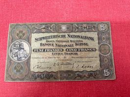 5 Franken Banknote 1951 gebraucht
