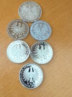 Deutsche Mark in Silber, 1 x 10, 5 x 5 DM, Sehr schön
