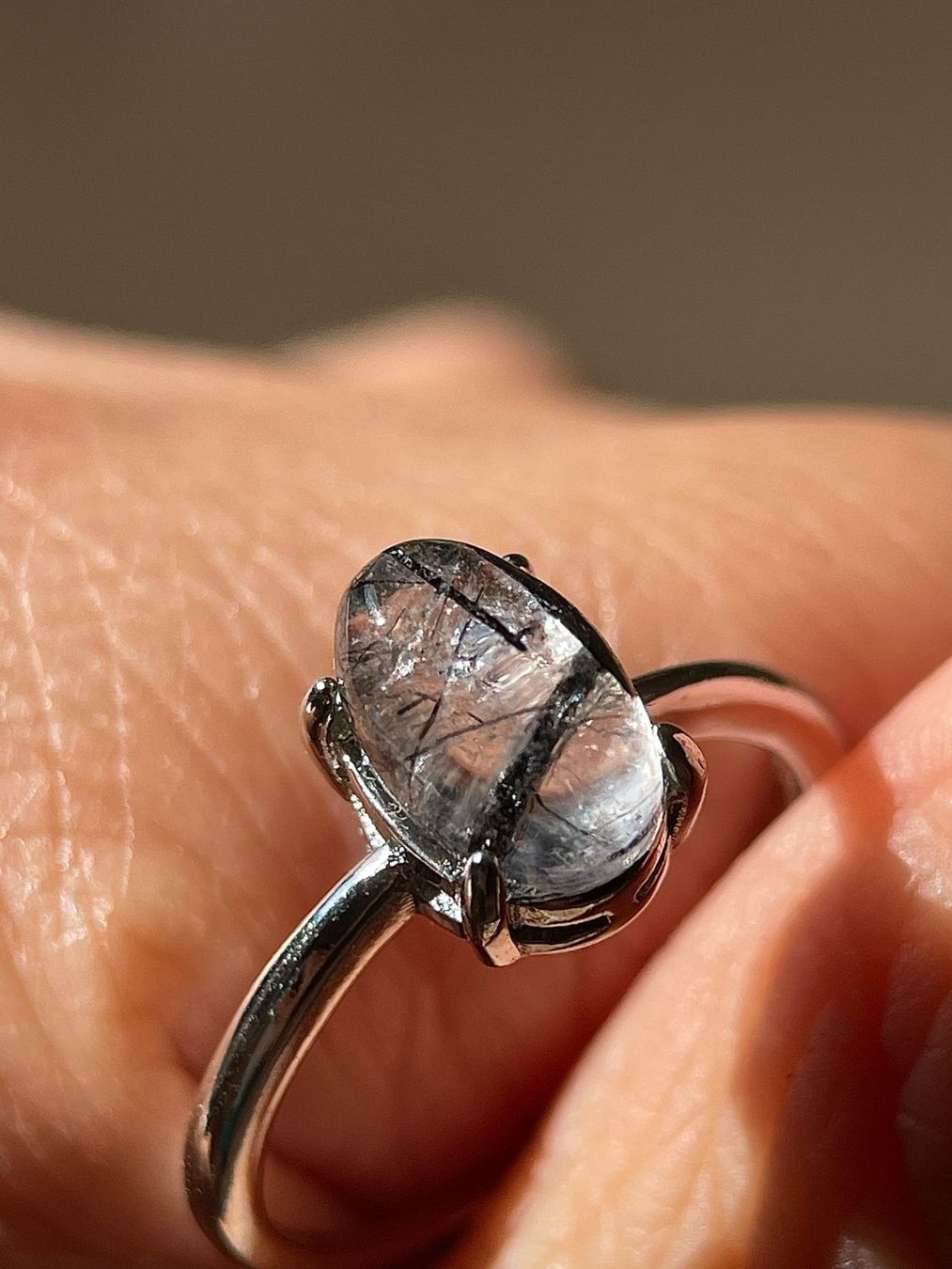 Anelli: 100 % echter schwarzer Rutilquarz-Ring – Edelsteinring. – Nuovo e nell'imballaggio originale da Schiers venduto da sisikristall 8