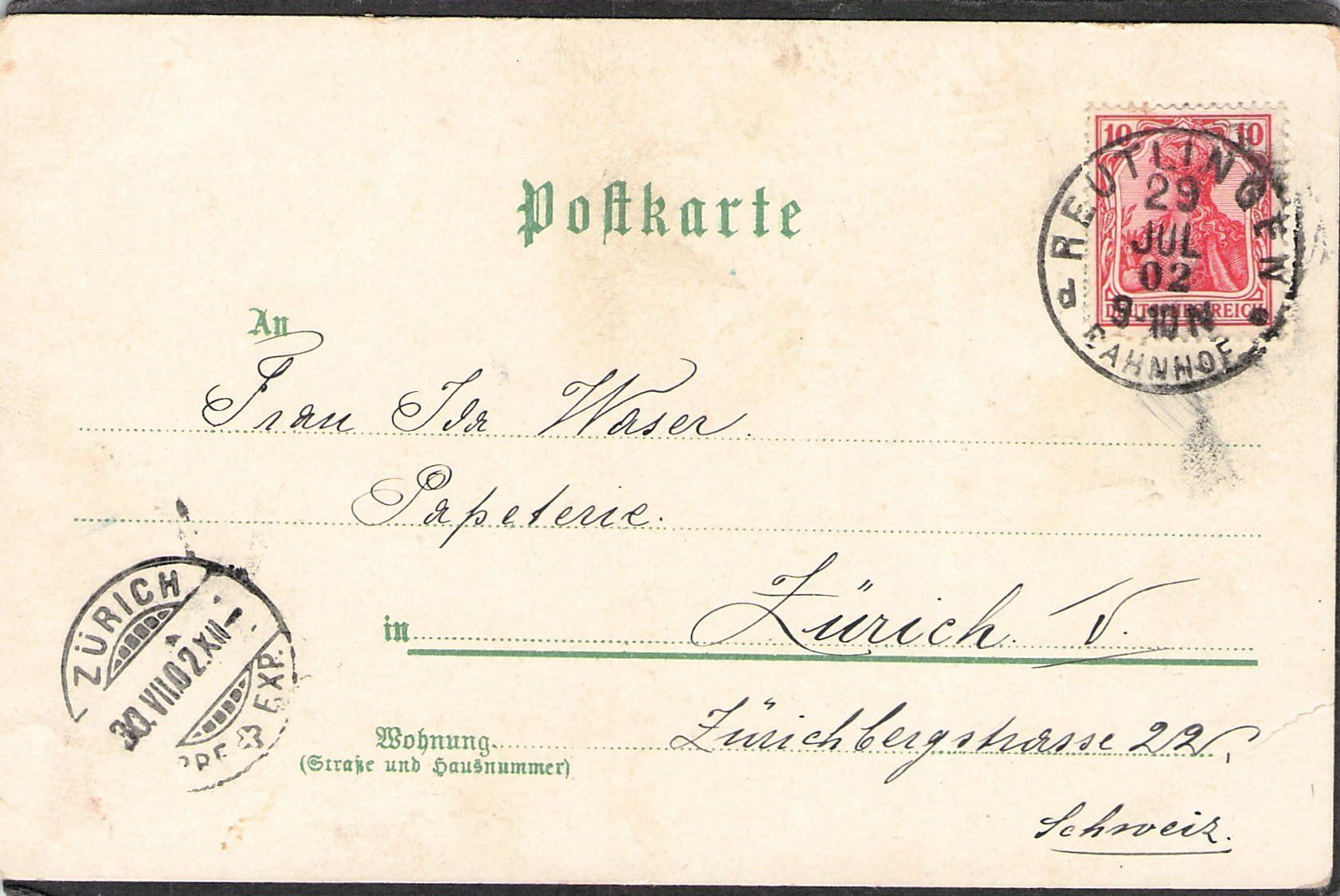 Ansichtskarten: ^Gomaringen DE Lithografie,3 bild , 1902 – Gebraucht aus Reichenburg von Pipo-67 1