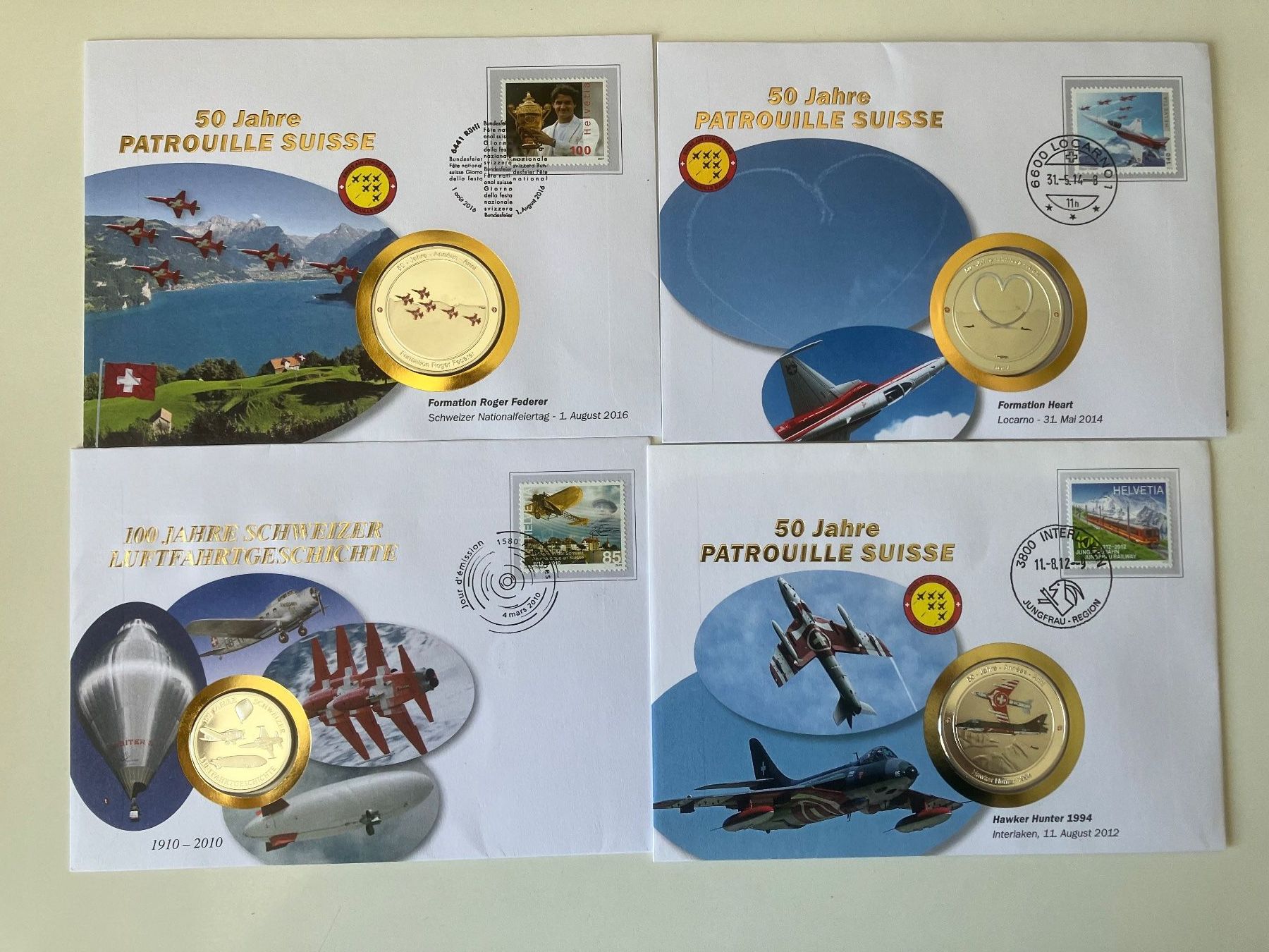 Alle Briefmarken: 19 Numisbriefe Patrouille Suisse – Gebraucht aus Baar von Ramona10 3