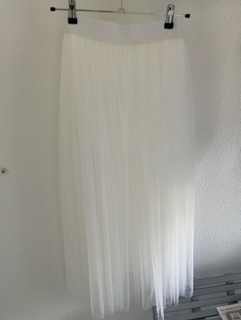 Weisser Tüll Maxikleid gefüttert