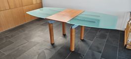 Esstisch aus Glas und Holz gebraucht