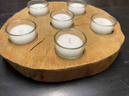 Rustikaler Kerzenständer aus Eichenholz/Neu