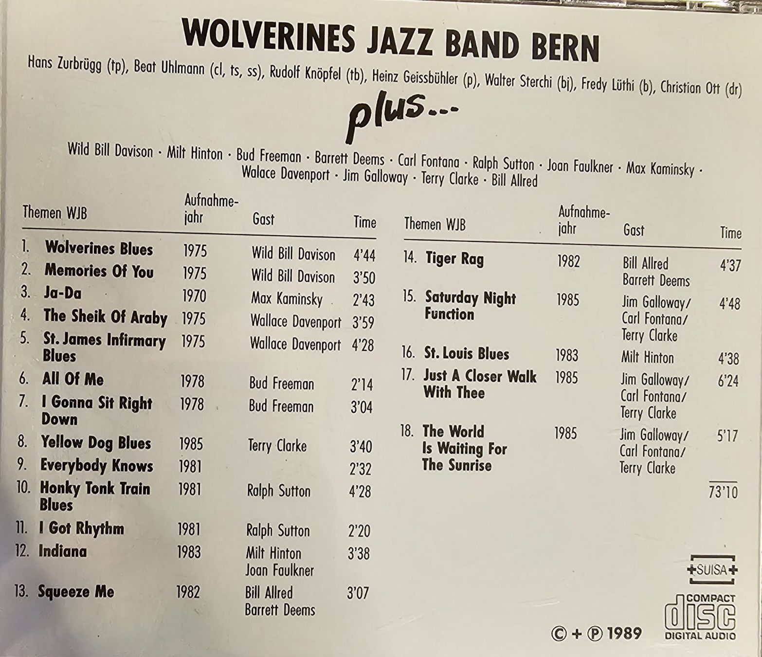 CD: Wolverines Jazzband Bern - Plus... – Usato da Wahlen b. Laufen venduto da Cg10 1