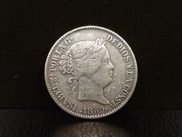 REPLIKA einer antiken Silbermünze  20 REALES 1859 ESPANA