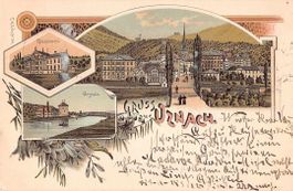 uralte LITHO Ansichtskarte UZNACH 6.4.1898 - sehr schön