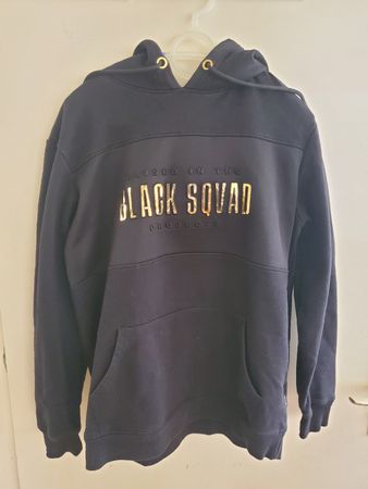Black Squad Hoodie Gr. L schwarz gold Druck Kapuze Pulli