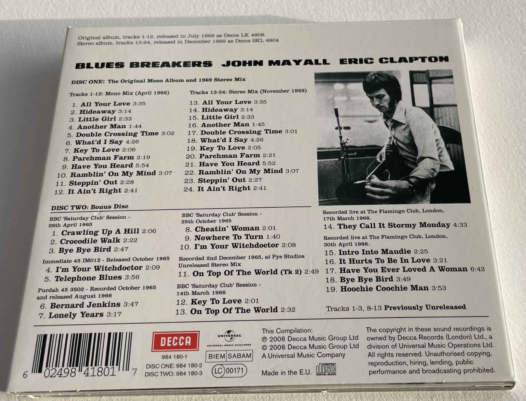 CD: John Mayall & The Bluesbreakers – Blues Breakers with Eric – Usato da Rüti ZH venduto da Liliane_market 4