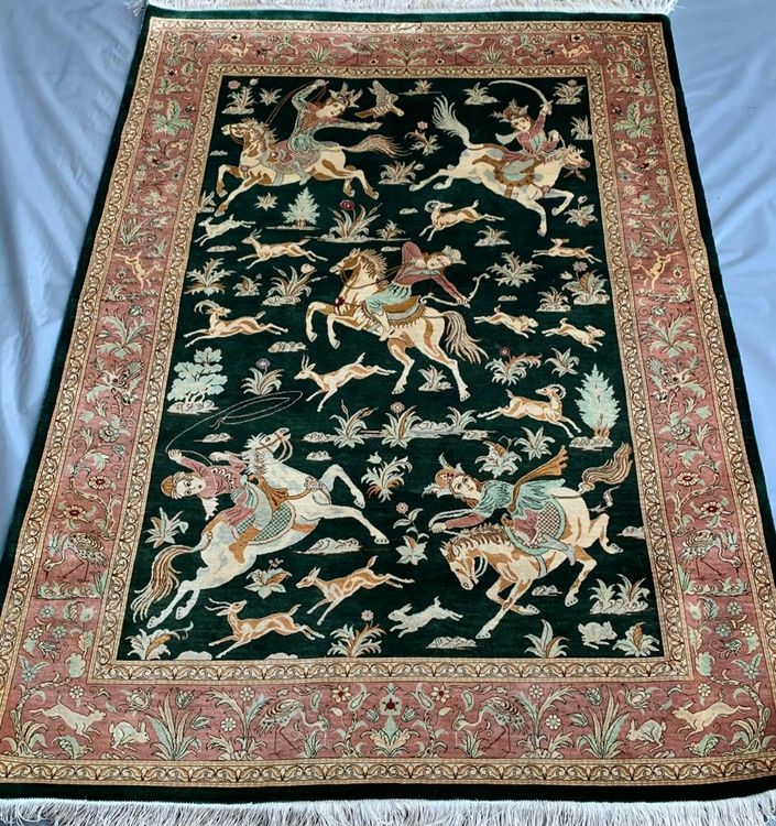 Ghom Soie Tapis en soie 78x120 cm – Tissé à la main, pièce unique (ID 67602) | Nain Trading
