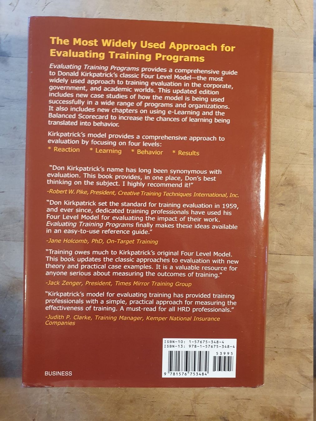 Libri: Evaluationg Training Programm Donald L. Kirkpatrick James D. – Usato da Zürich venduto da loosebone 4