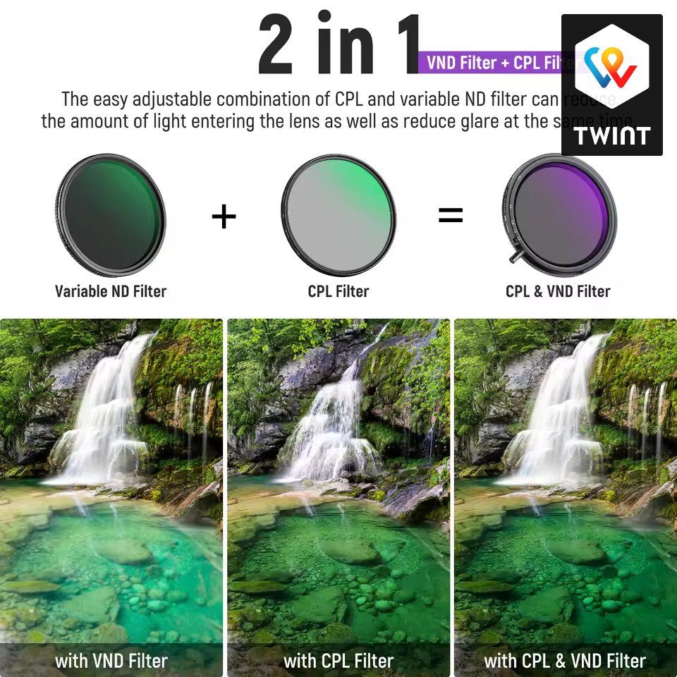 Filtri: NEEWER Filtre ND variable ND2 - ND32 - CPL 2 en1 55mm – Nuovo e nell'imballaggio originale da Saignelégier venduto da Photo-discount 2