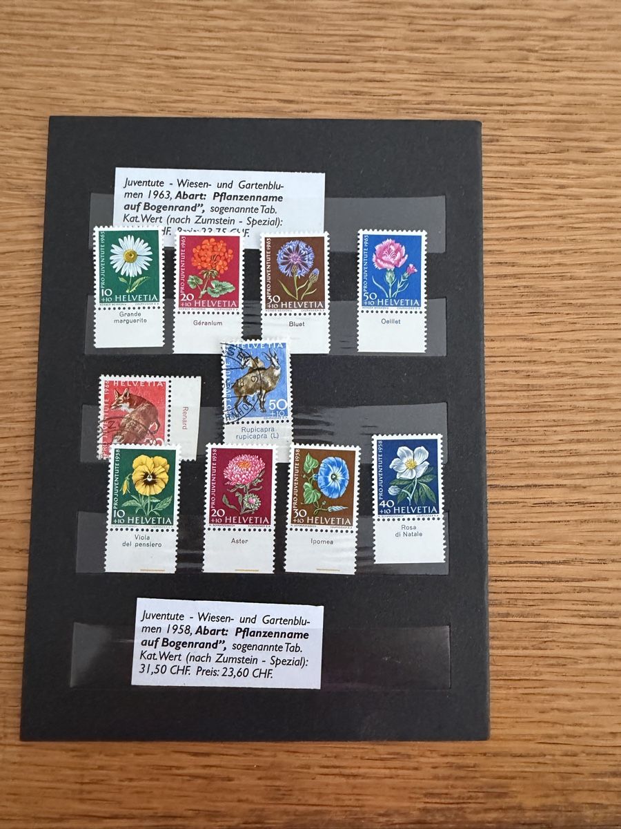 Alle Briefmarken: 13 Steckkarten mit Pro Juventute Marken mit Bogenrand – Gebraucht aus Murgenthal von Tina_4055 6