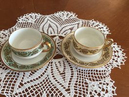 2 Espressotässchen Limoges, hellgelb, hellgrün