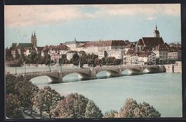 Basel, Brücke mit Ortspanorama aus der 