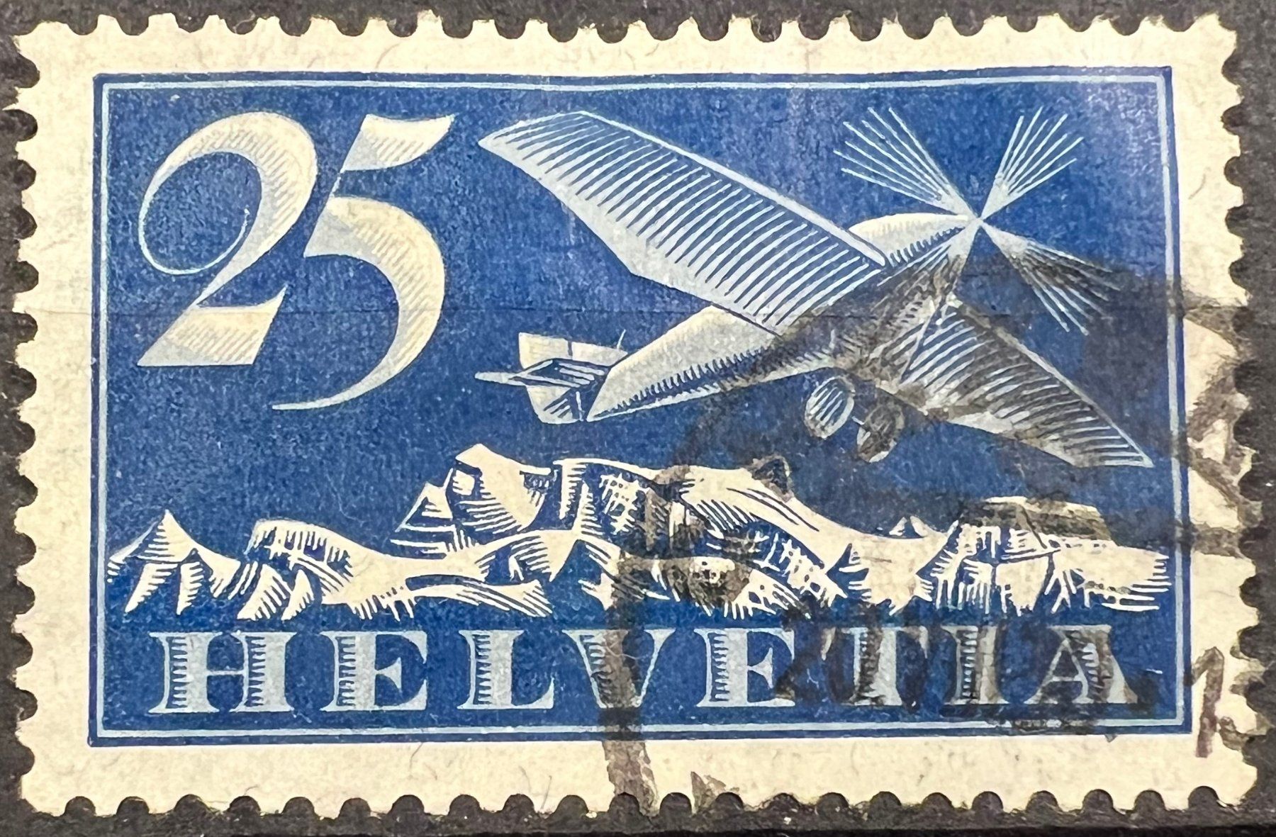 Alle Briefmarken: Flugpost F5 Eck-⦿ SBK 40.- – Gebraucht aus St. Gallen von Cheirodon