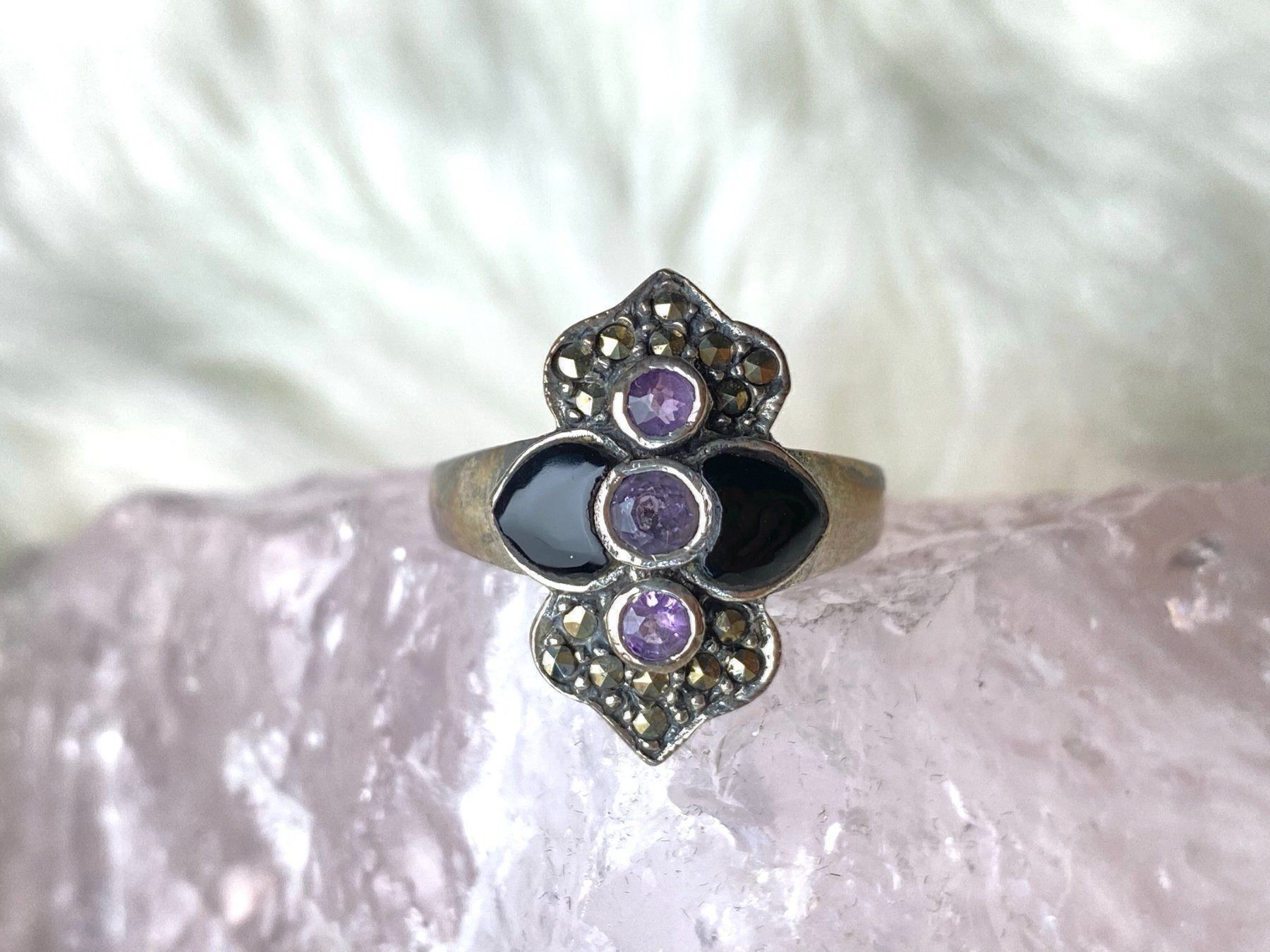 Anelli: Ring Silber 925 mit schwarz+lila – Usato da Istighofen venduto da Ringparadies